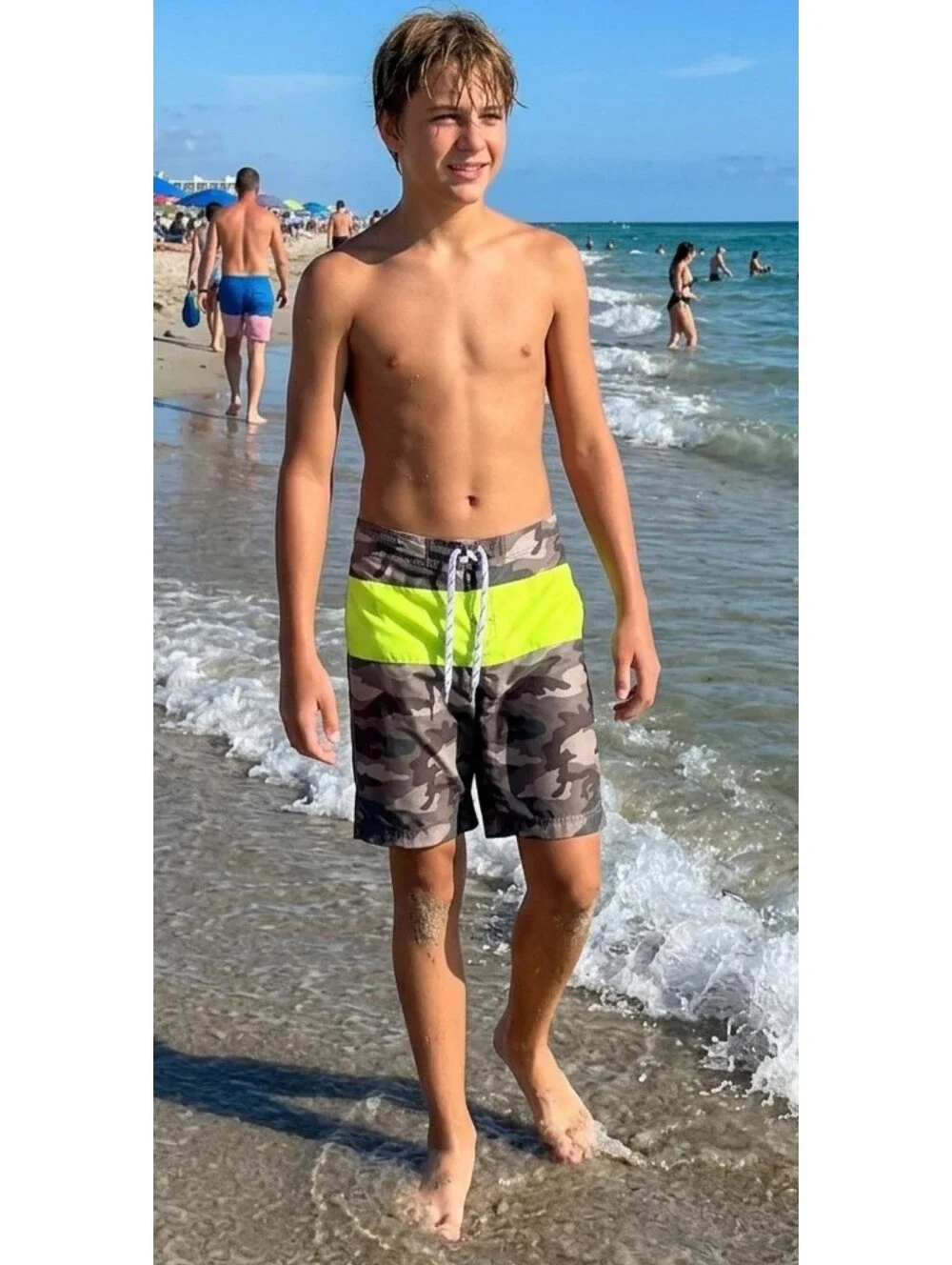 The Children's Place Youth Camo Colorblock Swim Trunks